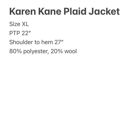 Karen Kane Plaid Jacket Coat - Blue, Brown, Cream, Wool, size XL - Picture 9 of 9